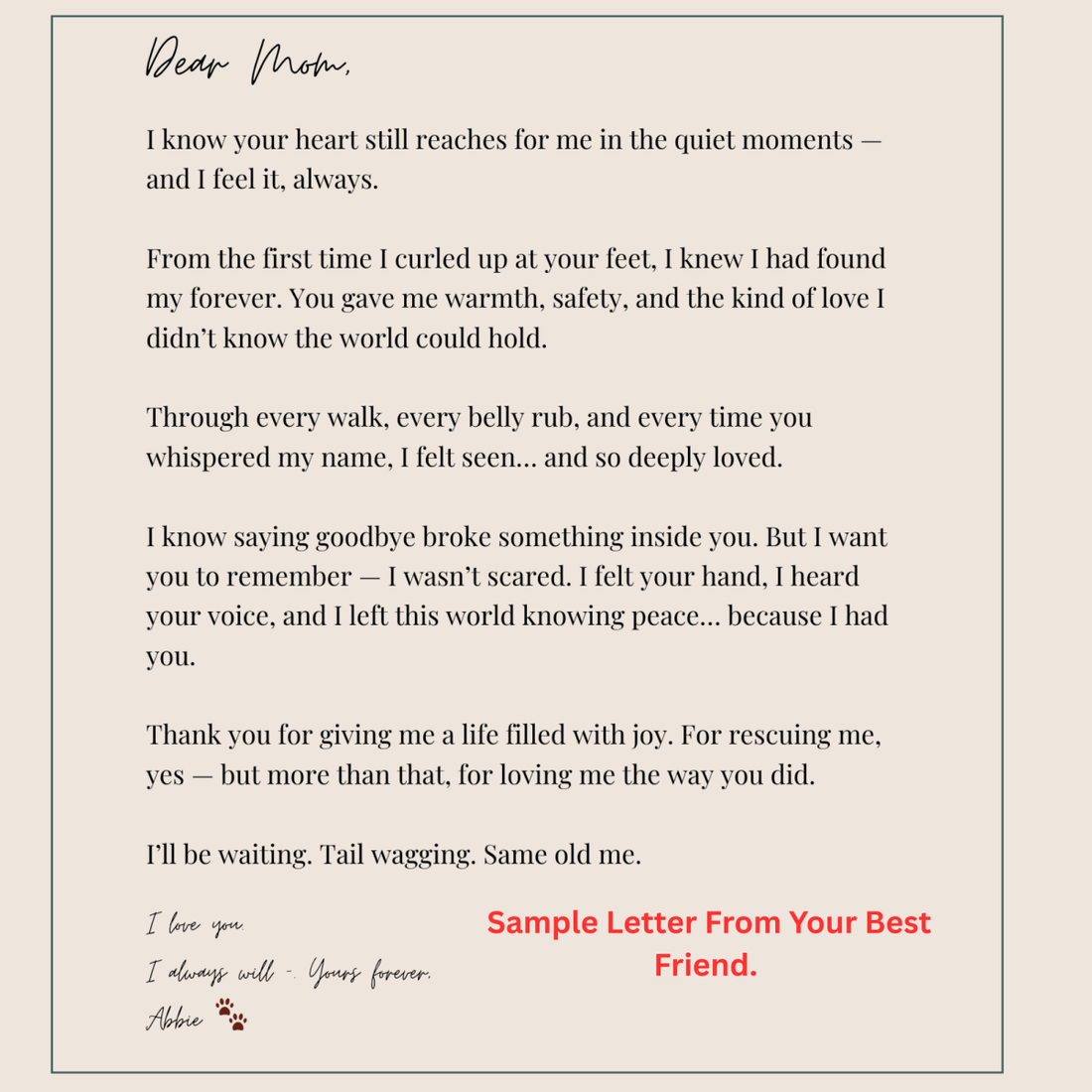 Custom Tribute Letter – Written Just for You